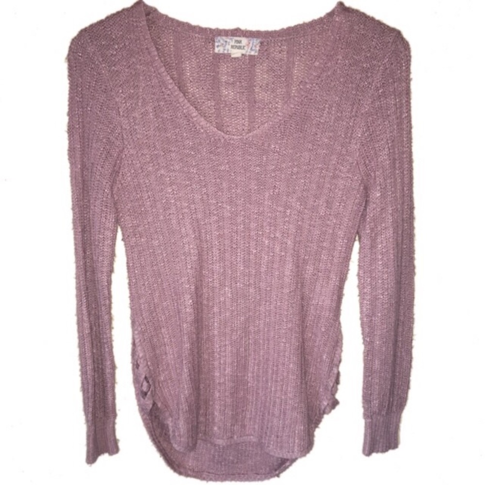 Light Pink Sweater With Lower Side Cross Small